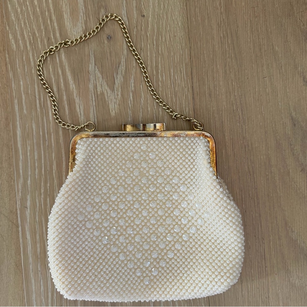 Golden Name Vintage Beaded Handbag Gold Chain Wedding Evening Clutch Purse